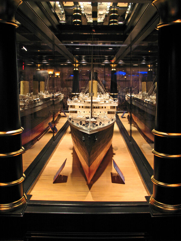 Titanic model in display case