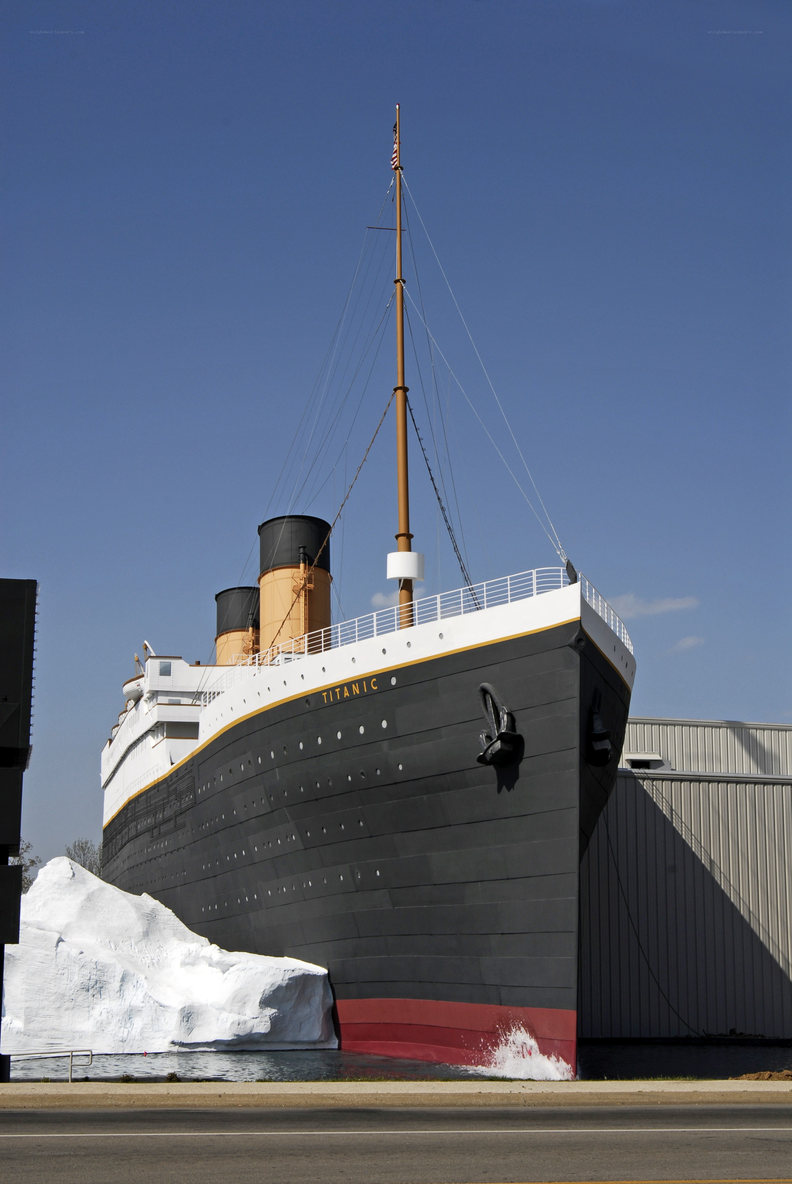 Titanic replica with iceberg