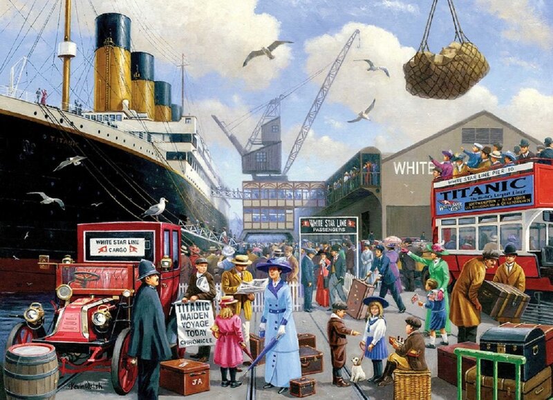 Titanic Ship at Port — Blue, Busy, Afternoon