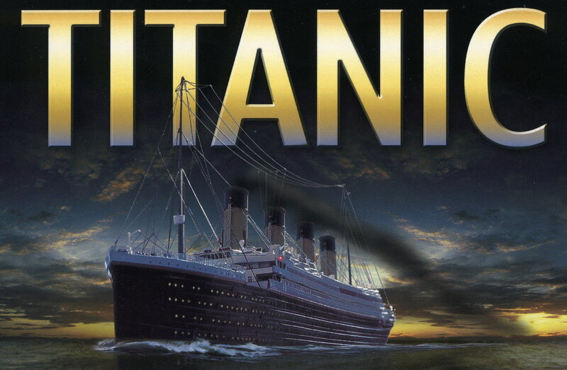 Titanic Ship at Sea — Black, Dramatic, Sunset, Digital Art, Ocean