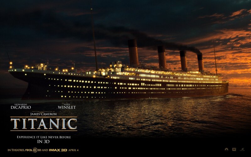 Titanic Ship at Sea — Black, Dramatic, Sunset, Photograph