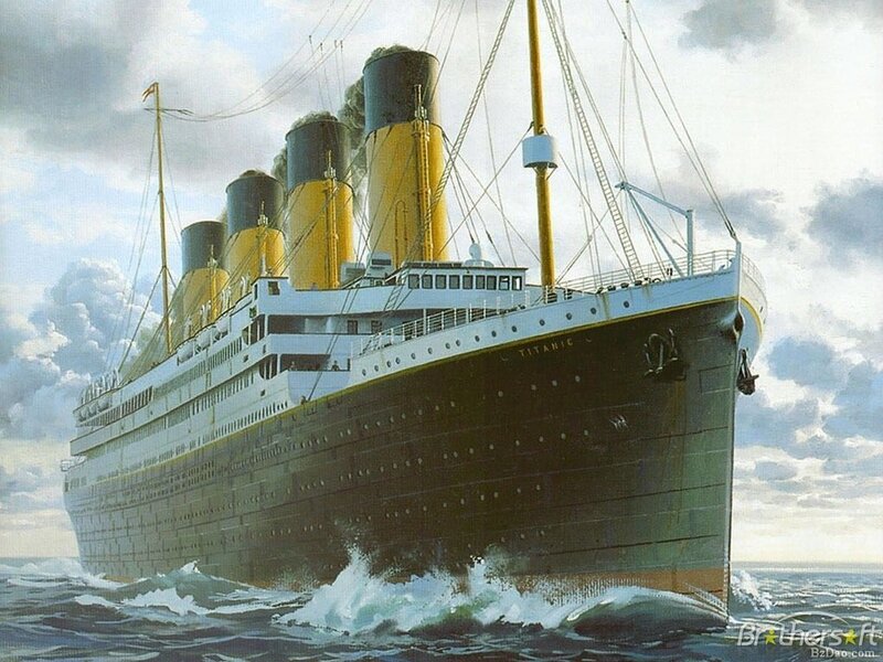 Titanic Ship at Sea — Black, Dramatic