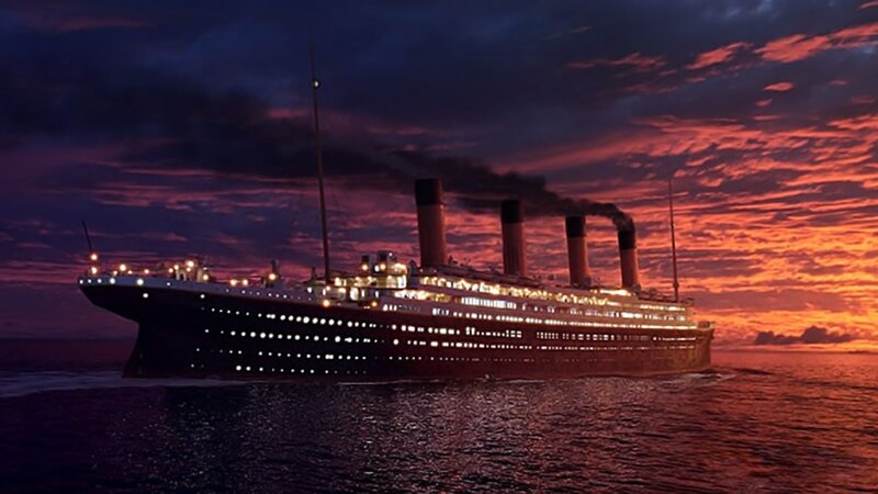 Titanic Ship at Sea — Purple
