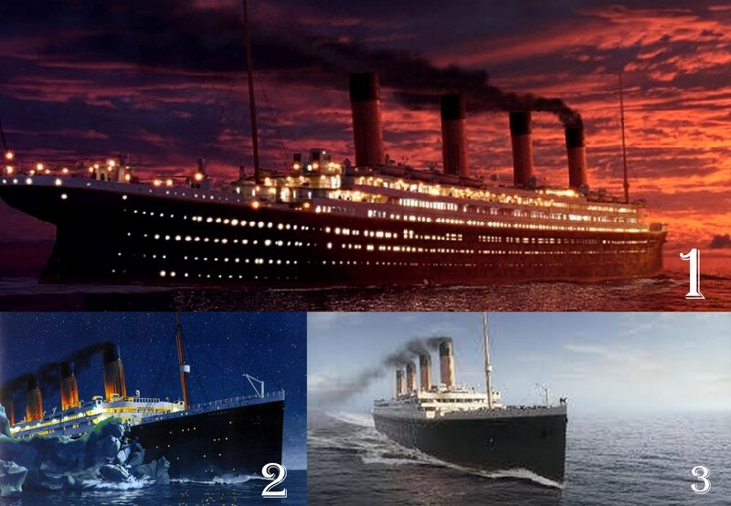 Titanic Ship at Sea — Red, Dramatic, Night