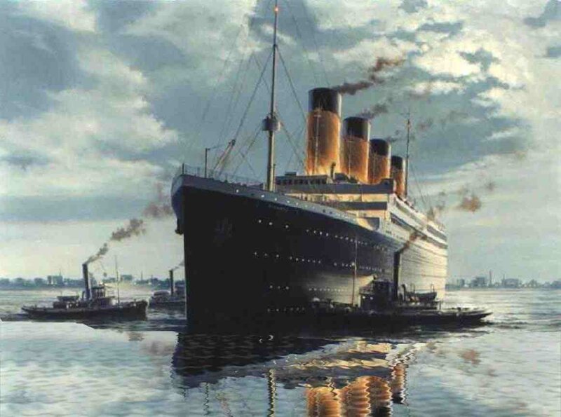 Titanic ship in harbor