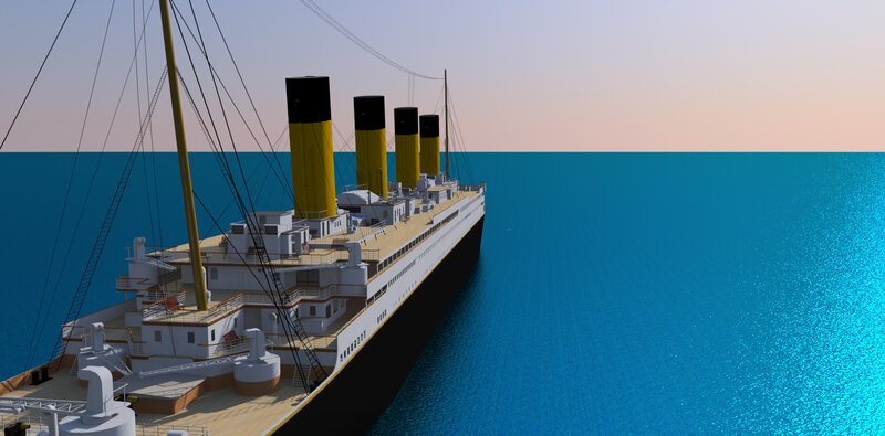 Titanic ship model at sea