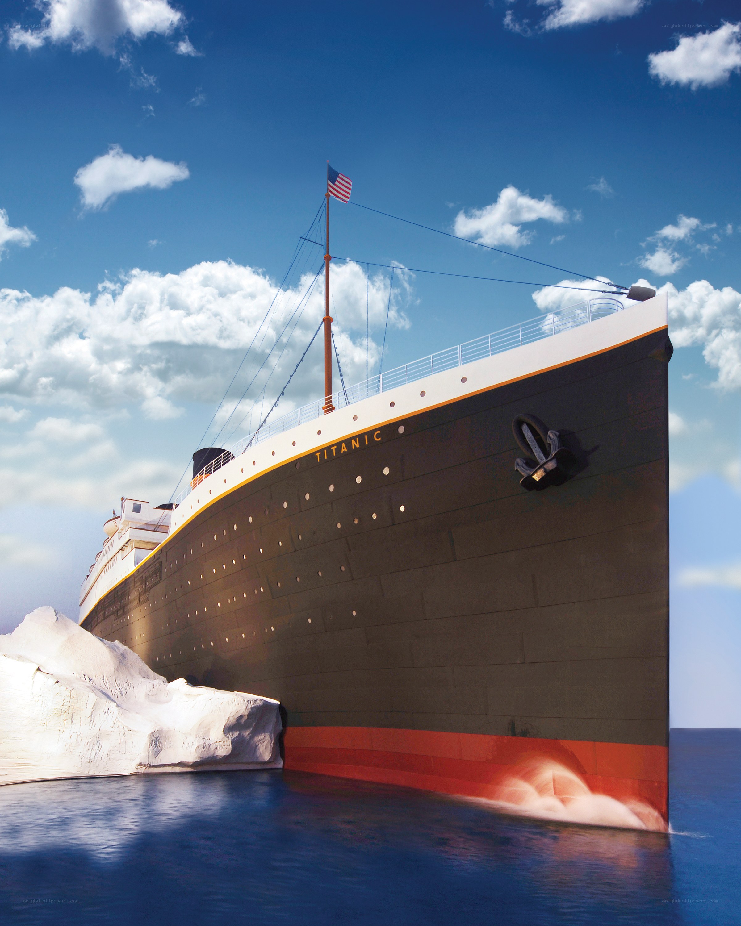Titanic ship near iceberg