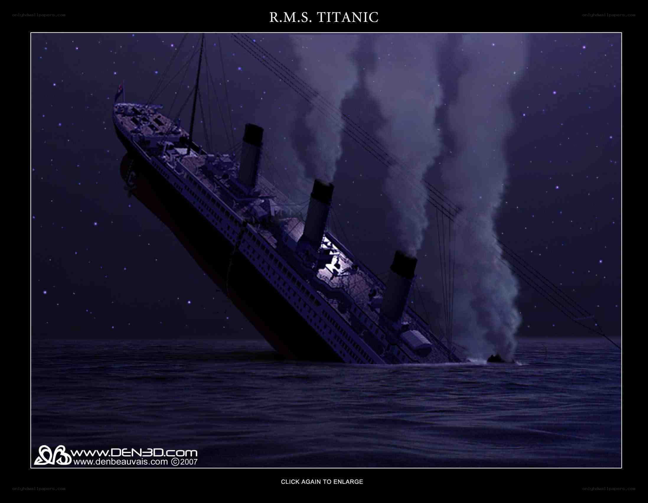 Titanic sinking at night