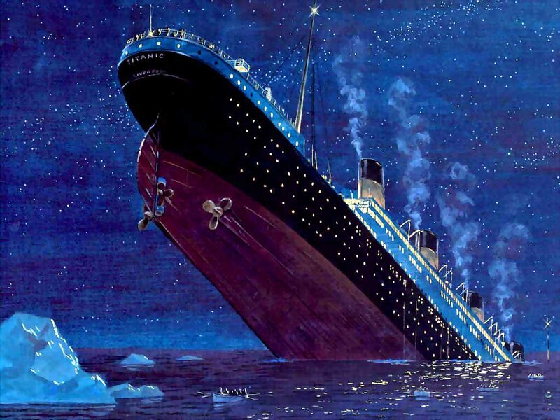 Titanic sinking at night