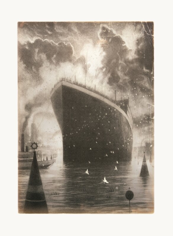 Titanic sinking at night
