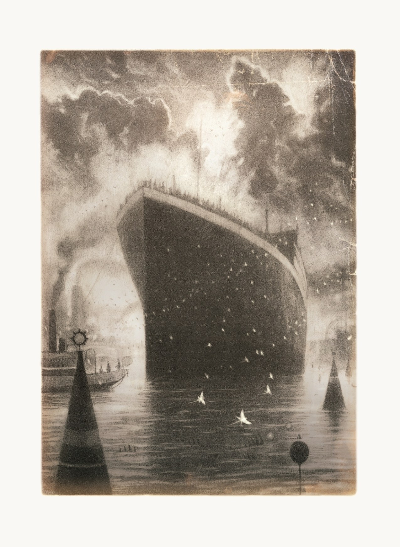 Titanic sinking at night