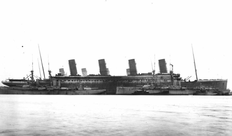 Titanic with escort ships