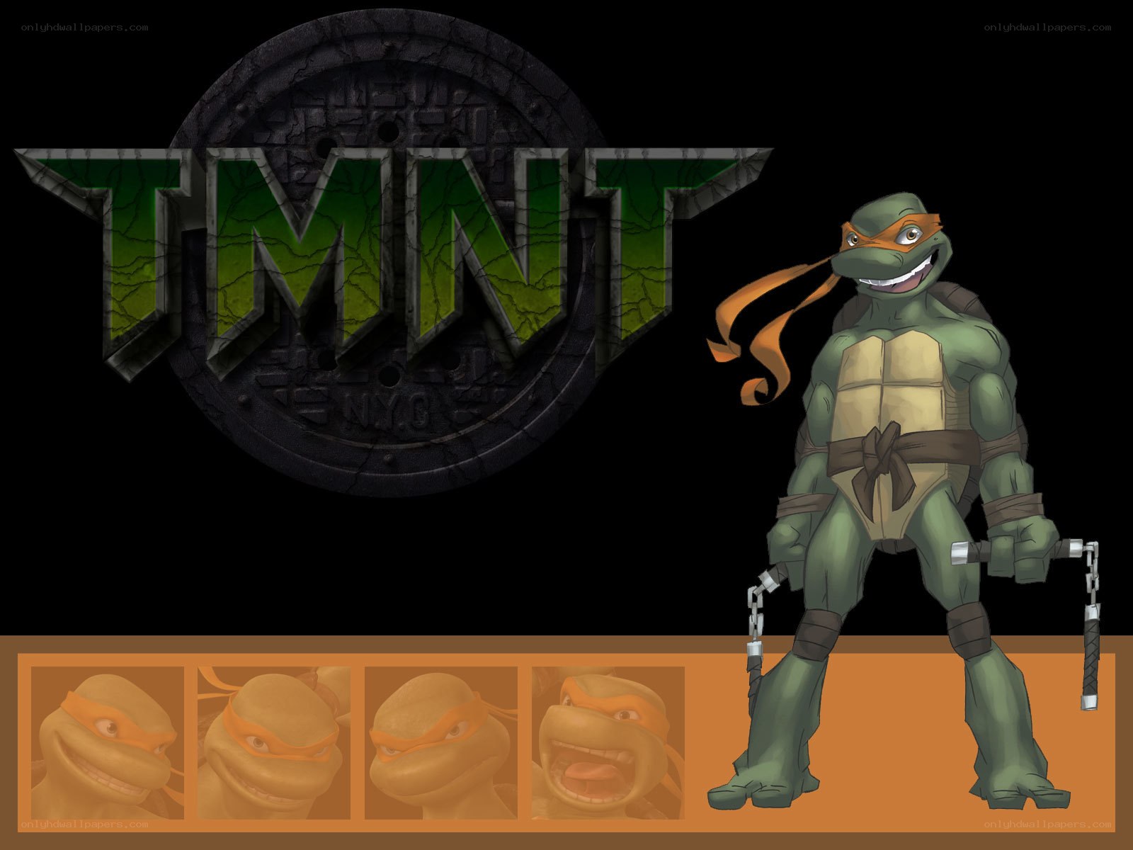 TMNT character art with logo