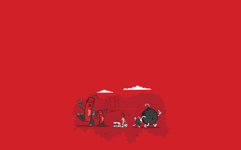 TNT and bomb characters playing soccer
