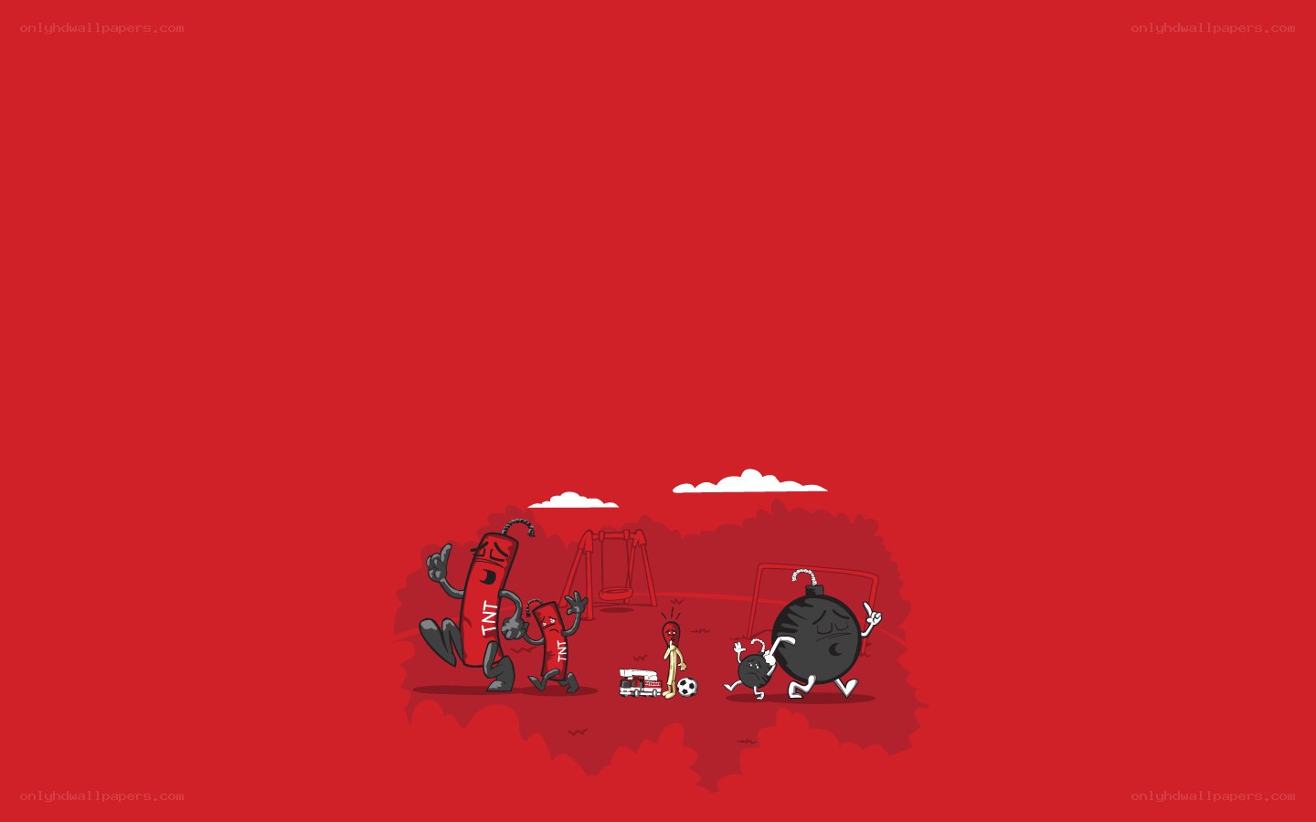 TNT and bomb characters playing soccer