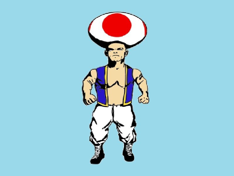 Toad character with Japanese flag hat