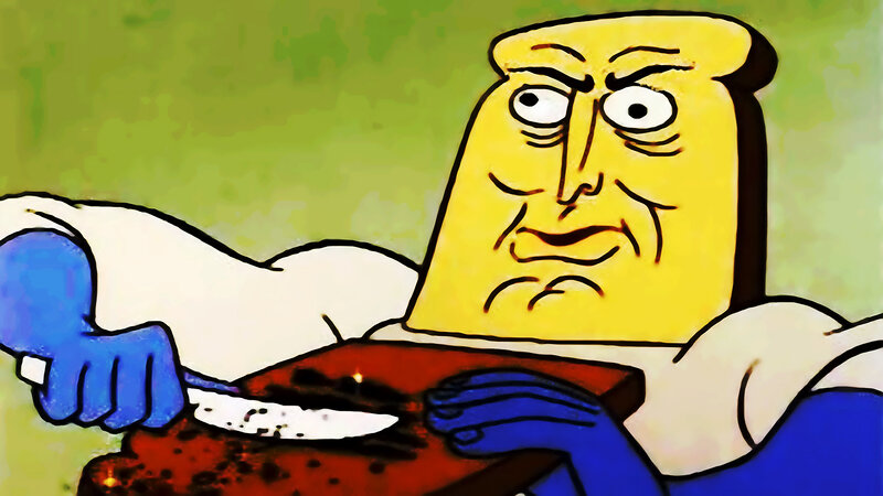 toast character with knife