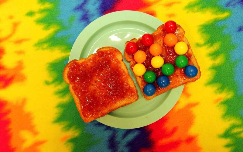 toast with candy toppings
