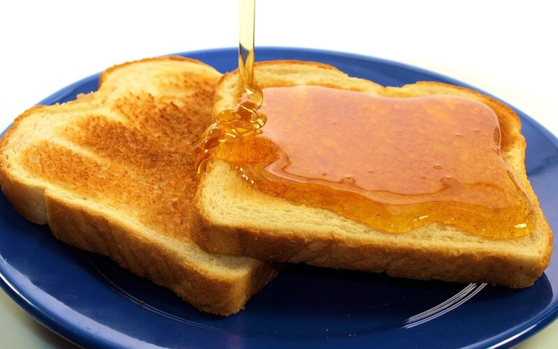 Toast with Honey — Blue, Appetizing