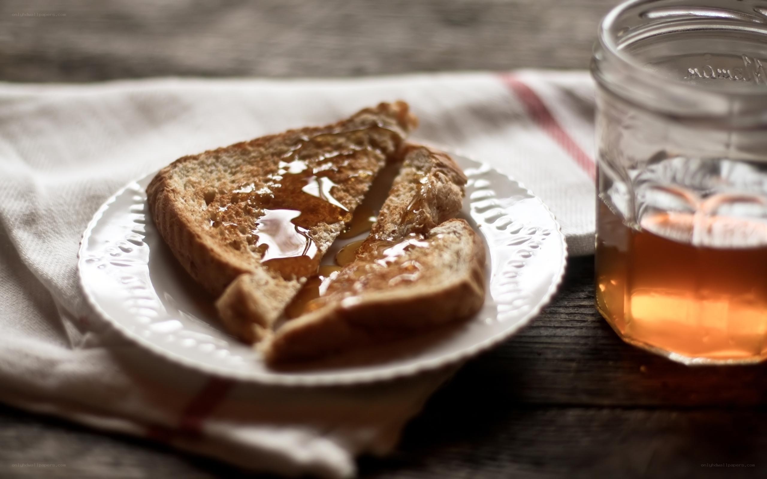 toast with honey on plate