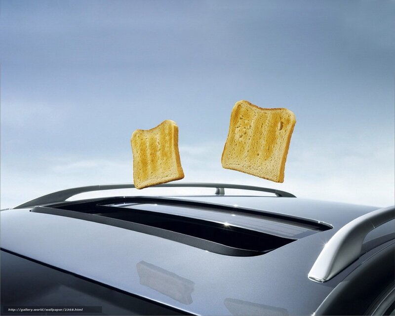 Toasted bread slices in air