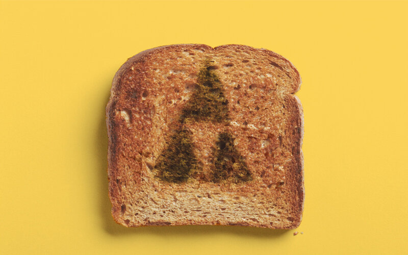 toasted bread with radiation symbol