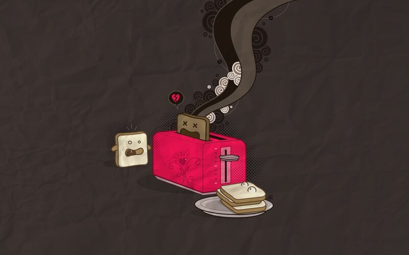 Toaster with animated bread