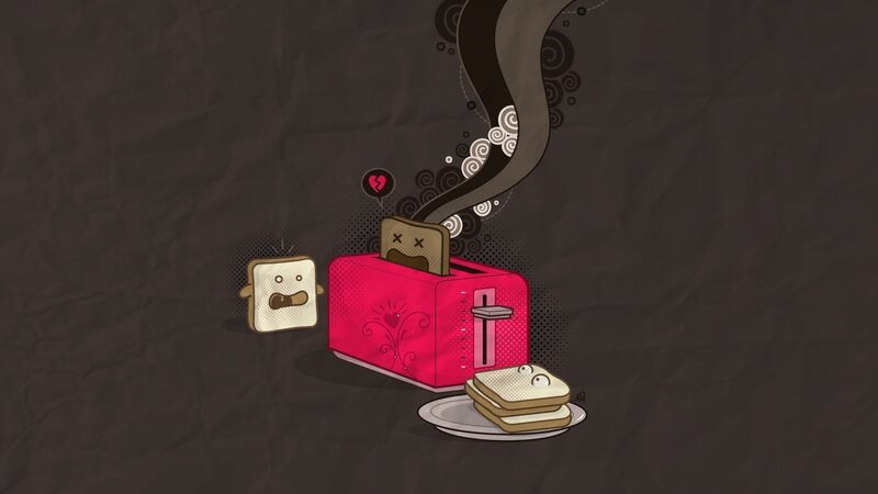 Toaster with animated bread