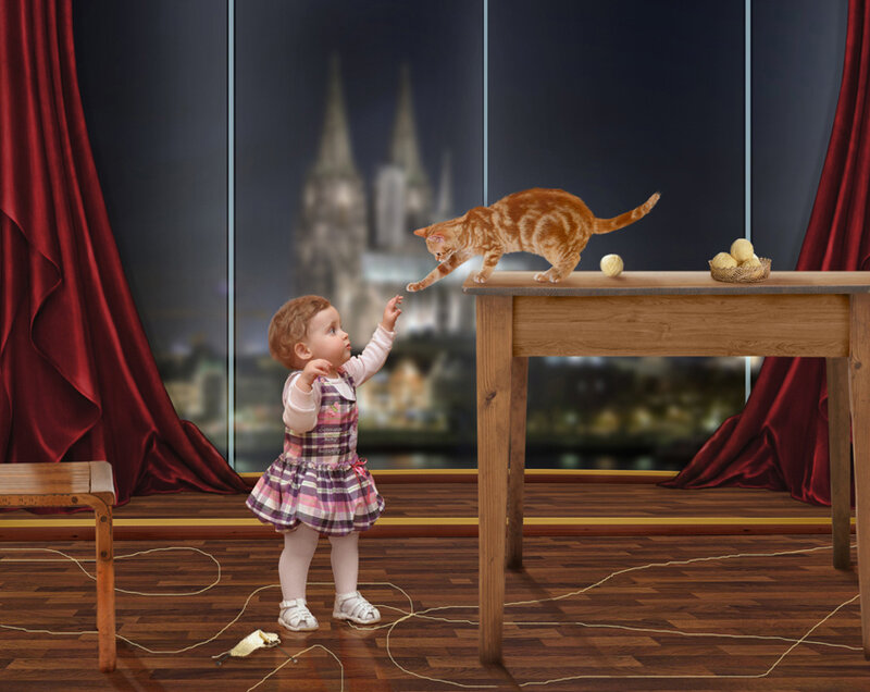 Toddler and Cat on Stage