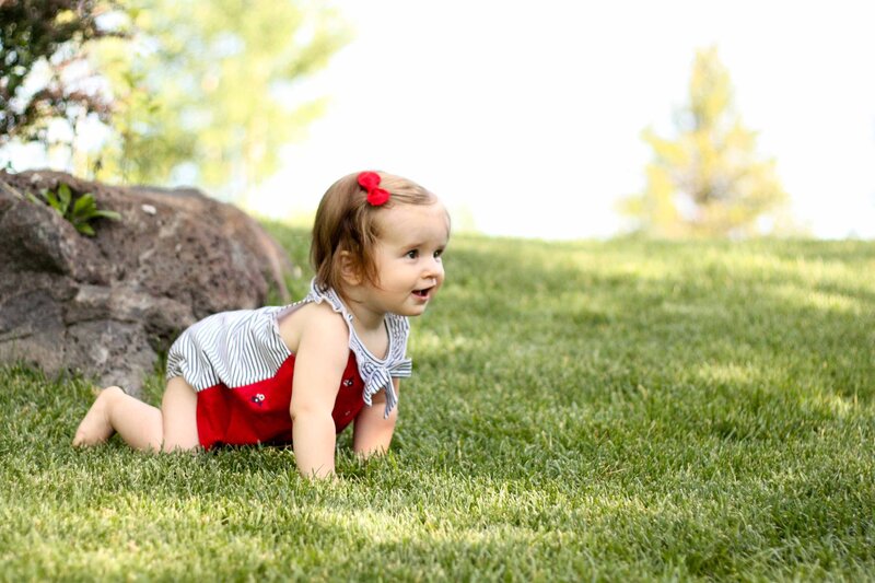 Toddler Crawling on Grass — Green