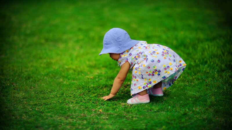Toddler Crawling on Grass