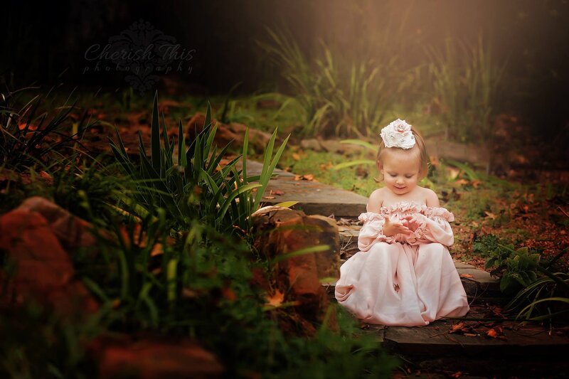 Toddler Girl in Garden — Pink