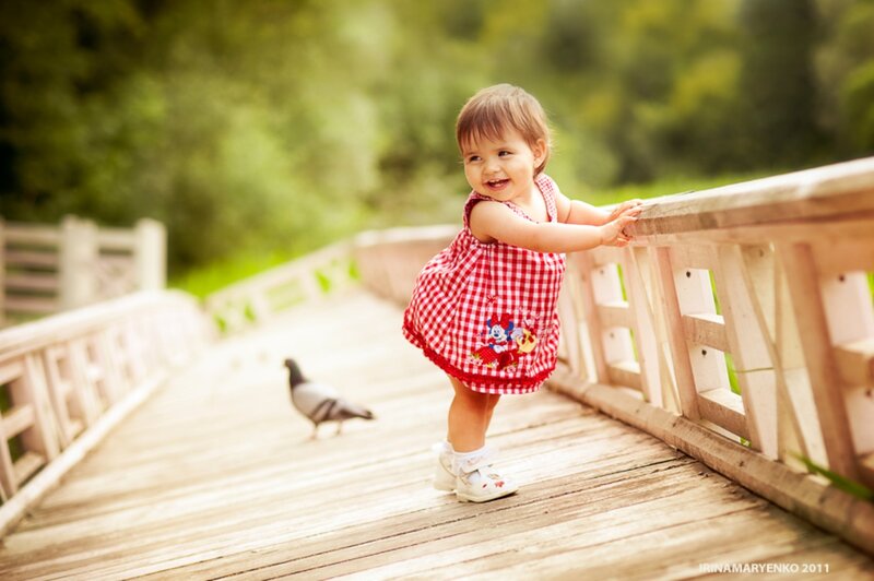 Toddler Girl on Bridge