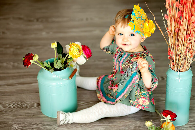 Toddler Girl with Flowers