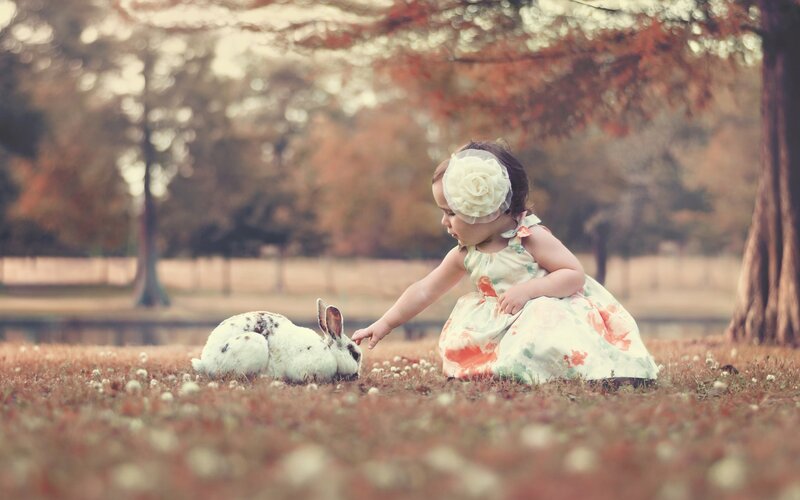 Toddler Girl with Rabbit