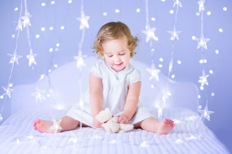 Toddler Girl with Teddy Bear