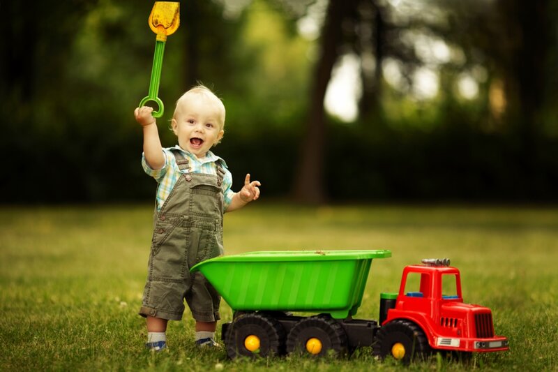 Toddler with Toy Truck