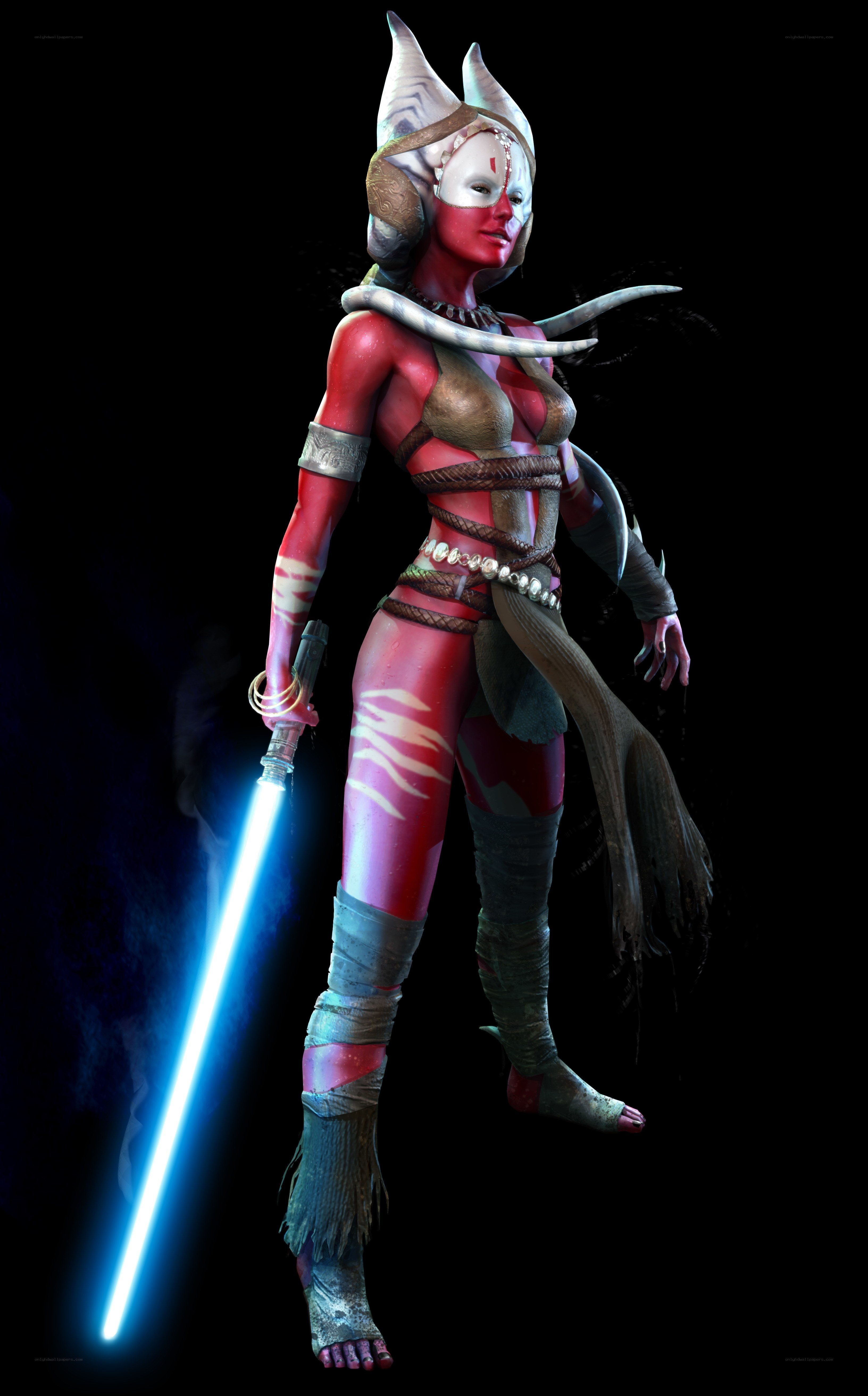 Togruta Jedi with blue lightsaber