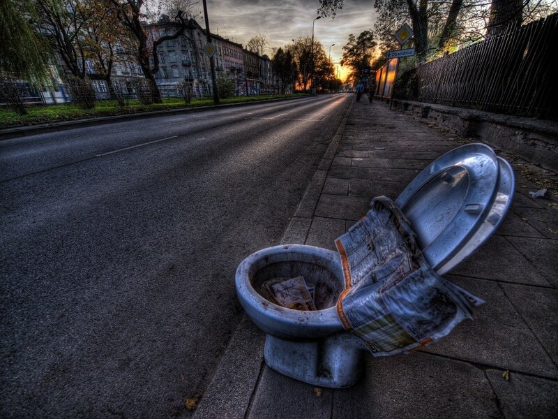 Toilet on a city sidewalk