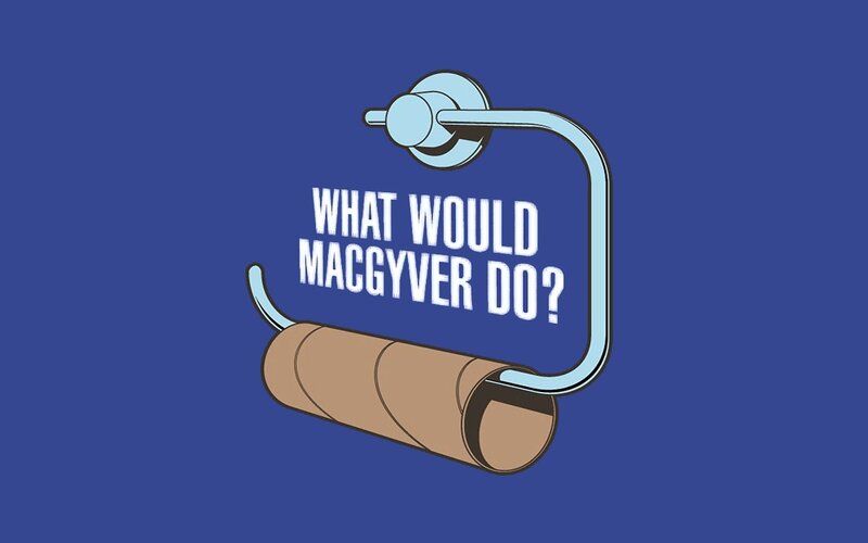 Toilet Paper Roll — Blue, Humorous, Illustration