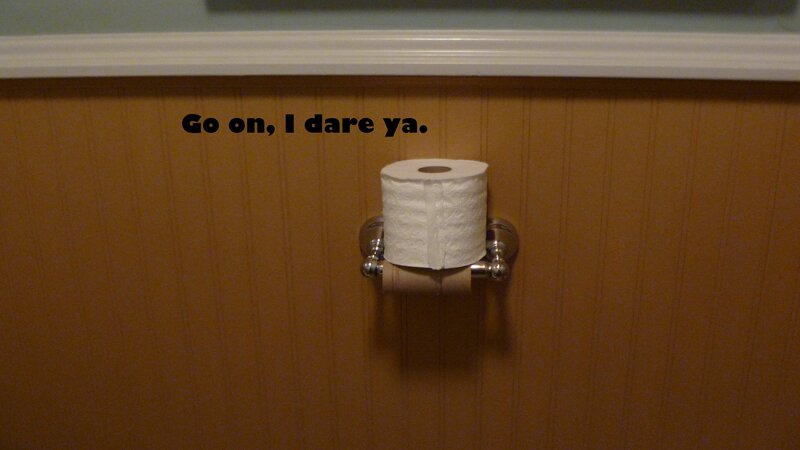 toilet paper roll with text