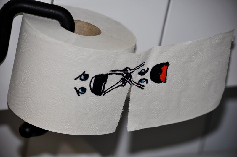 toilet paper with drawing