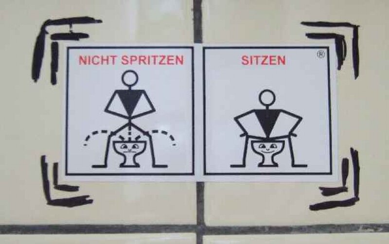 Toilet usage signs in German