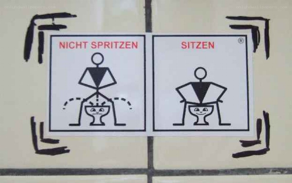 Toilet usage signs in German