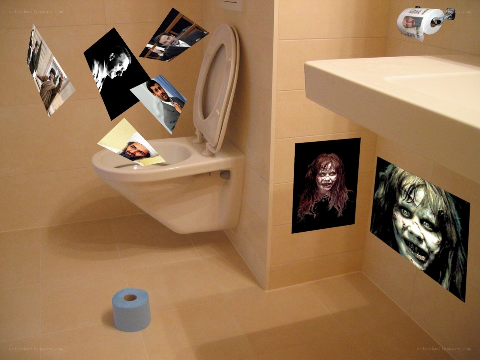 toilet with floating images