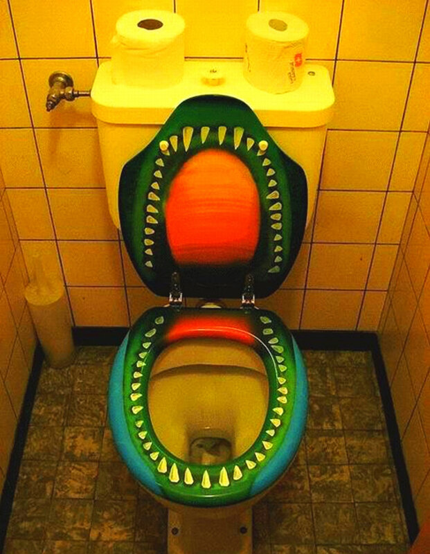 toilet with monster design