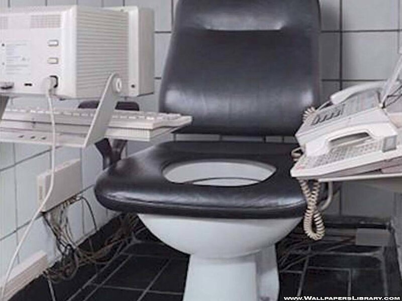 toilet with office equipment