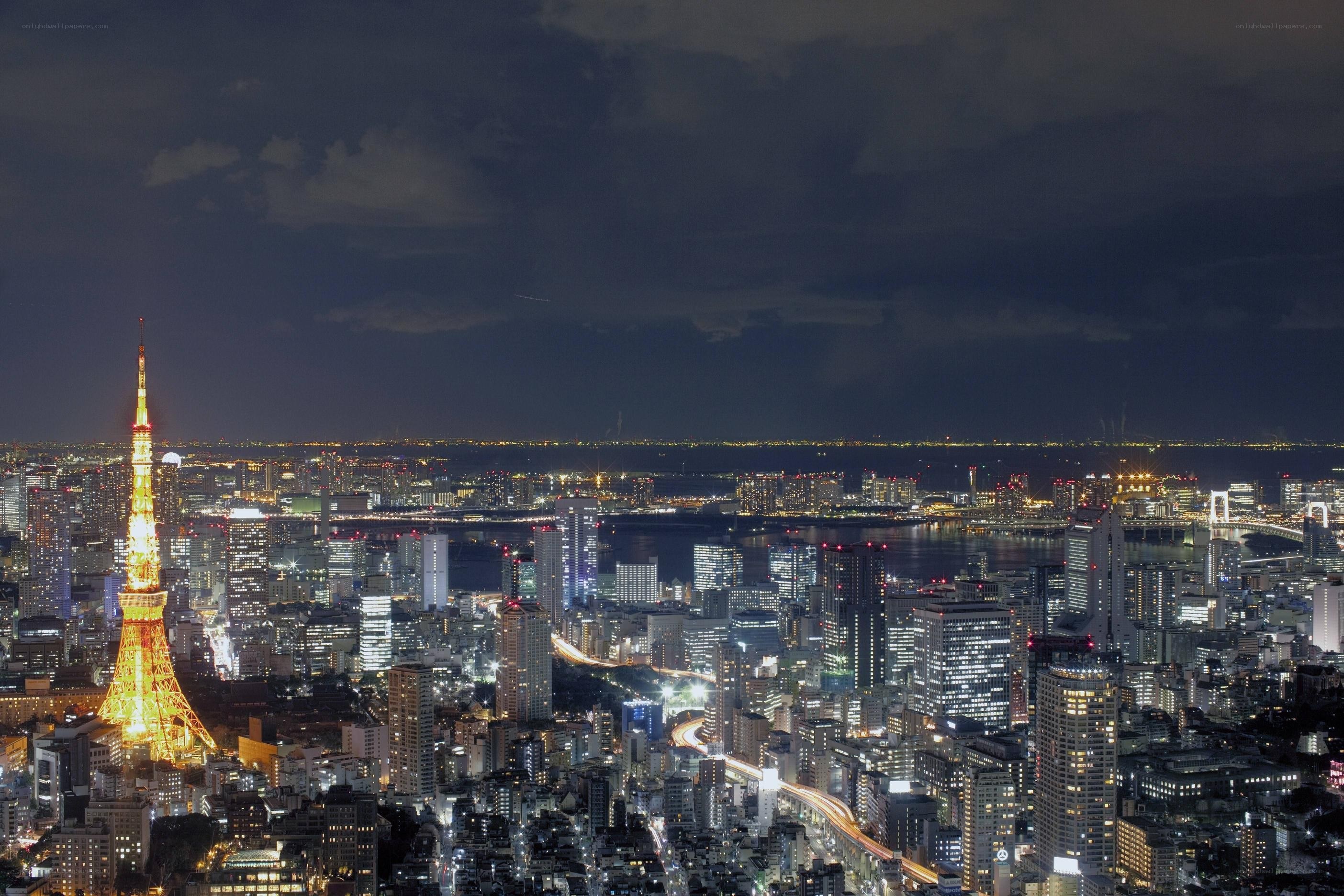 Tokyo at night skyline