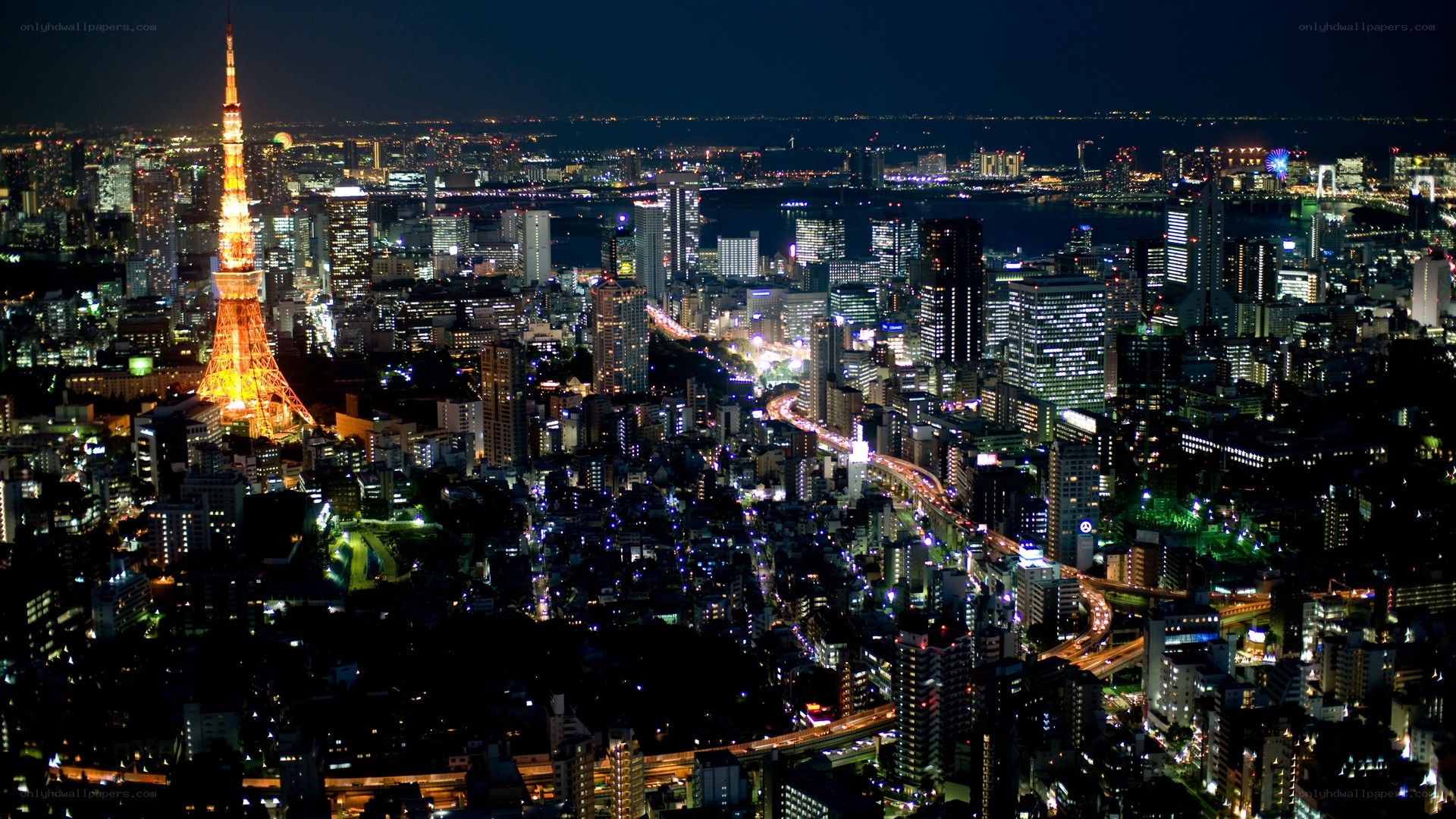 Tokyo at night skyline