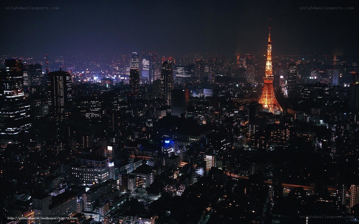 Tokyo at night skyline